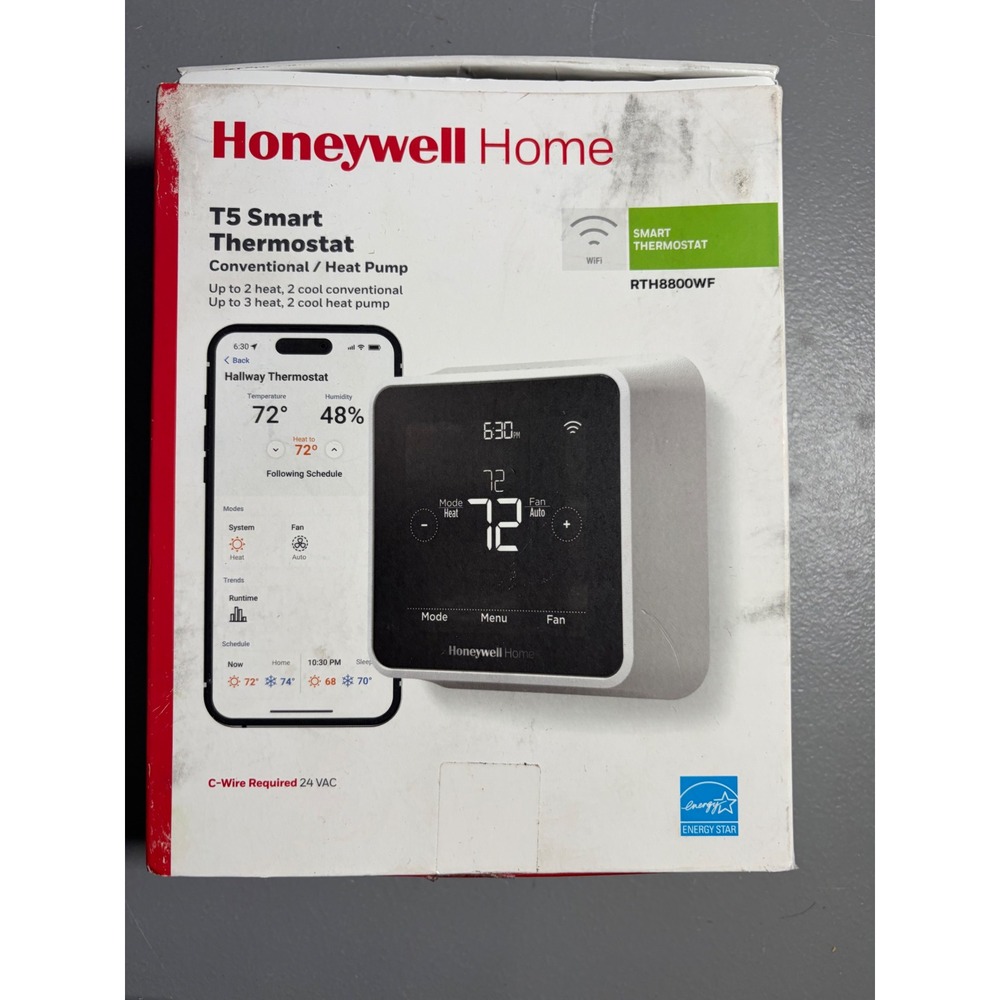 Honeywell Home T5 Wi-Fi Smart Thermostat Touchscreen RTH8800WF Open Box